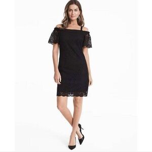 White House Black Market Lace Mini Dress Women's Size 4 Off The Shoulder